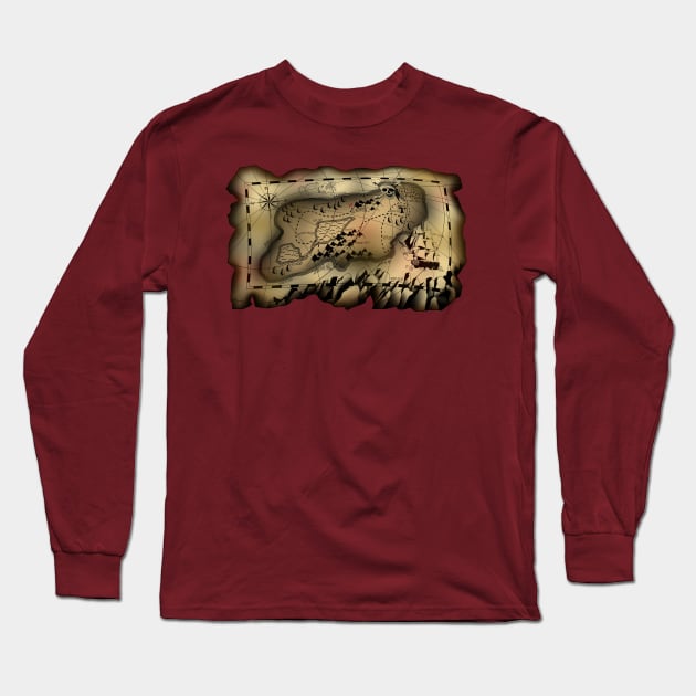 Treasure Map Long Sleeve T-Shirt by Zodiart